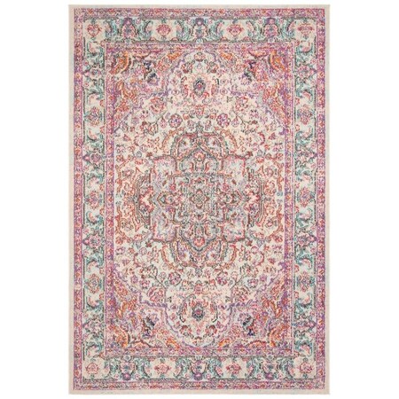 Safavieh 6 x 9 ft. Madison 200 Power Loomed Rectangle Area Rug Beige & Fuchsia MAD259B-6